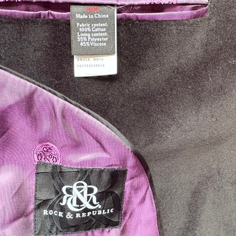 Rock & Republic Black‎ Velvet Suede Sport Coat Mens 48R - Picture 2 of 13